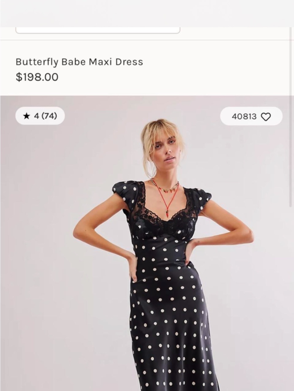 Free People Black Polka Dot Lace-Trim Maxi Dress